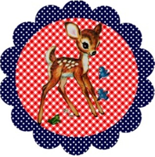 strijkapplicatie bambi rood blauw